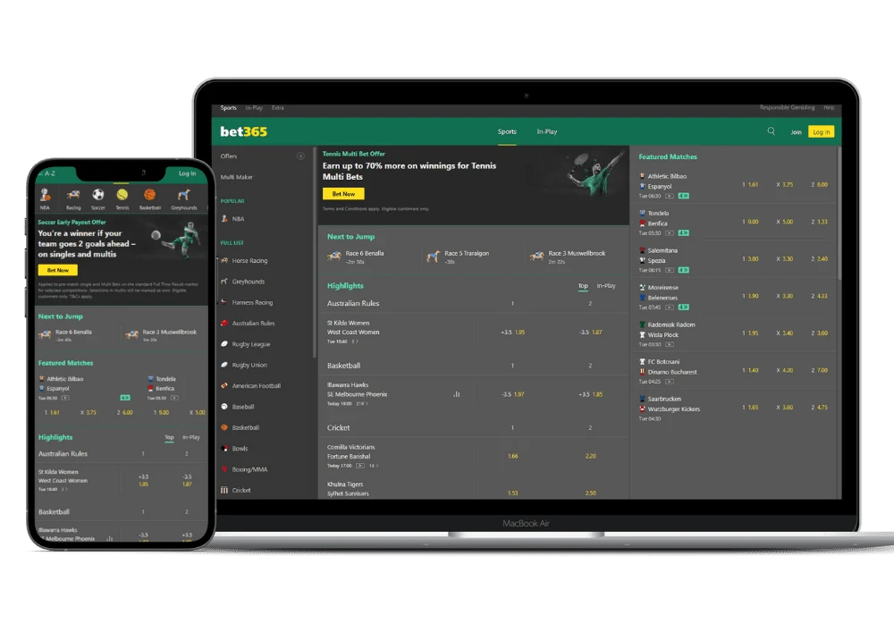 bet365 Australia platform on desktop and mobile 2026